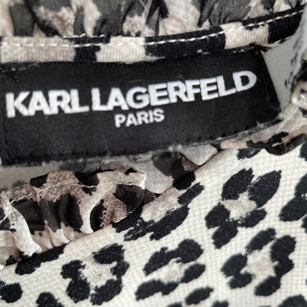 Karl Lagerfeld Paris animal print ruffle top - Picture 5 of 10